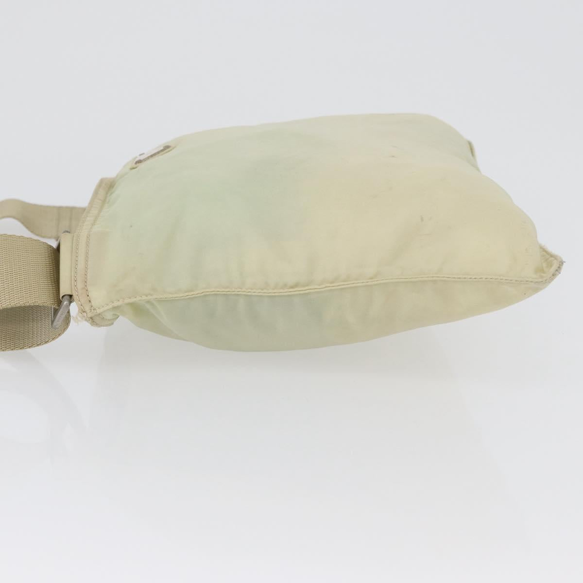 PRADA Shoulder Bag Nylon Ivory Silver Auth hk3516