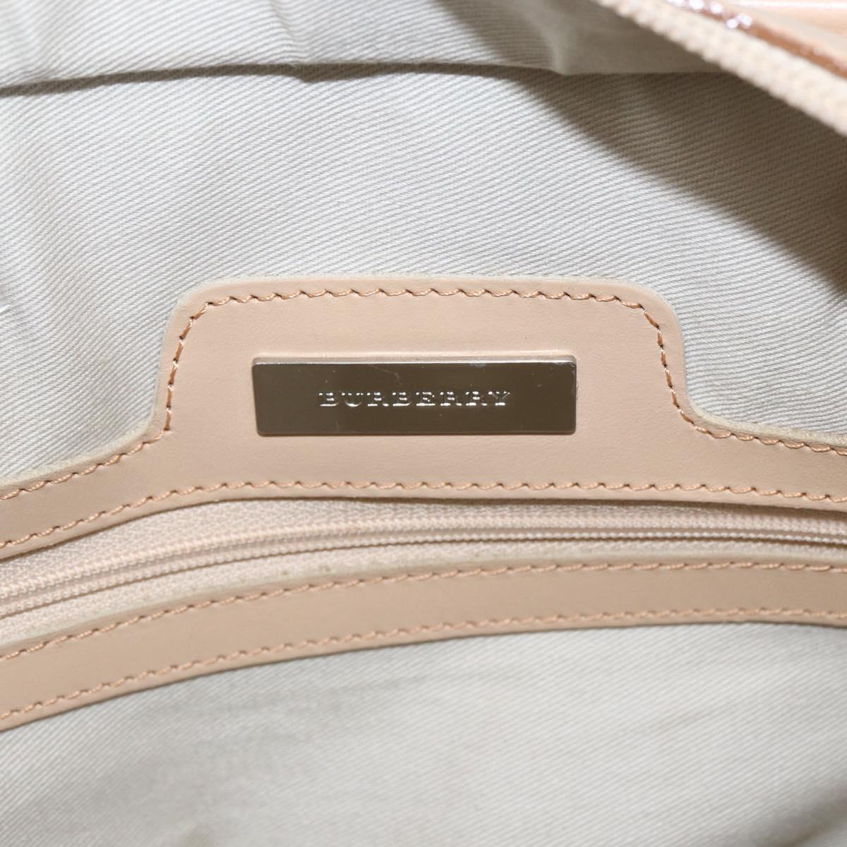BURBERRY Nova Check Tote Bag Canvas Leather White Silver Auth hk3518