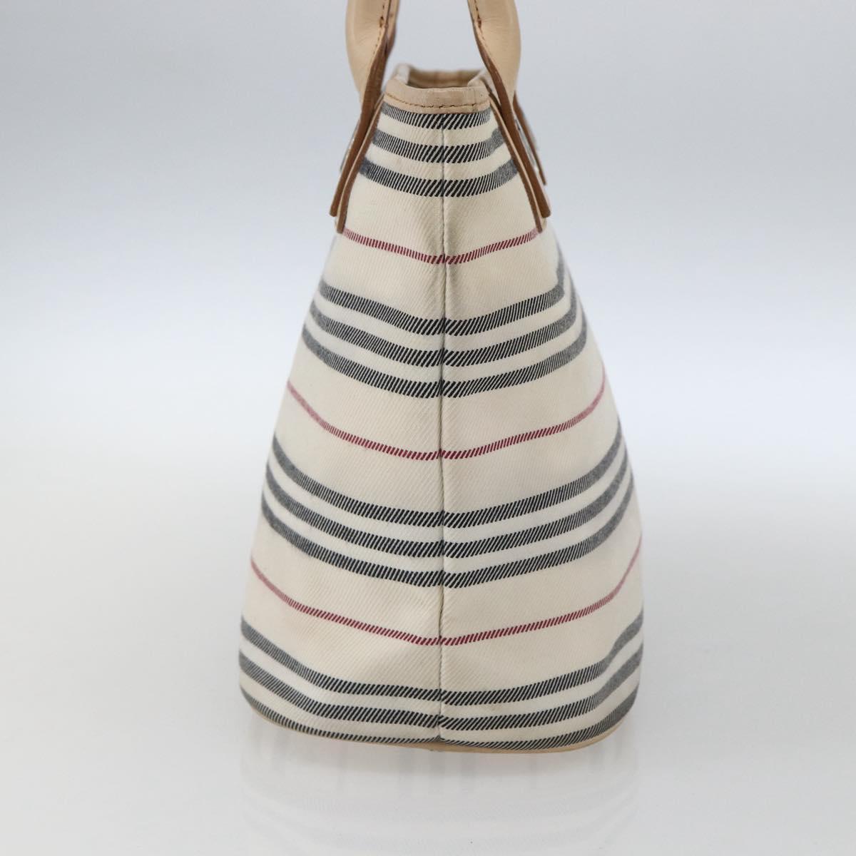 BURBERRY Nova Check Tote Bag Canvas Leather White Silver Auth hk3518