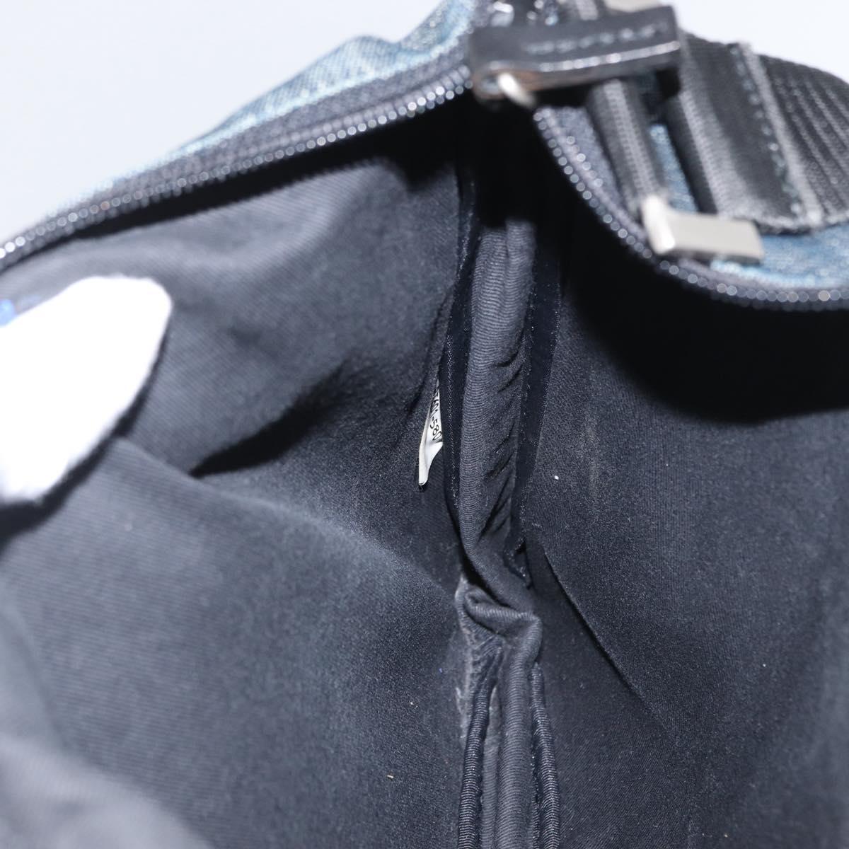 Burberrys Blue Label Shoulder Bag Denim Blue Silver Auth hk3519