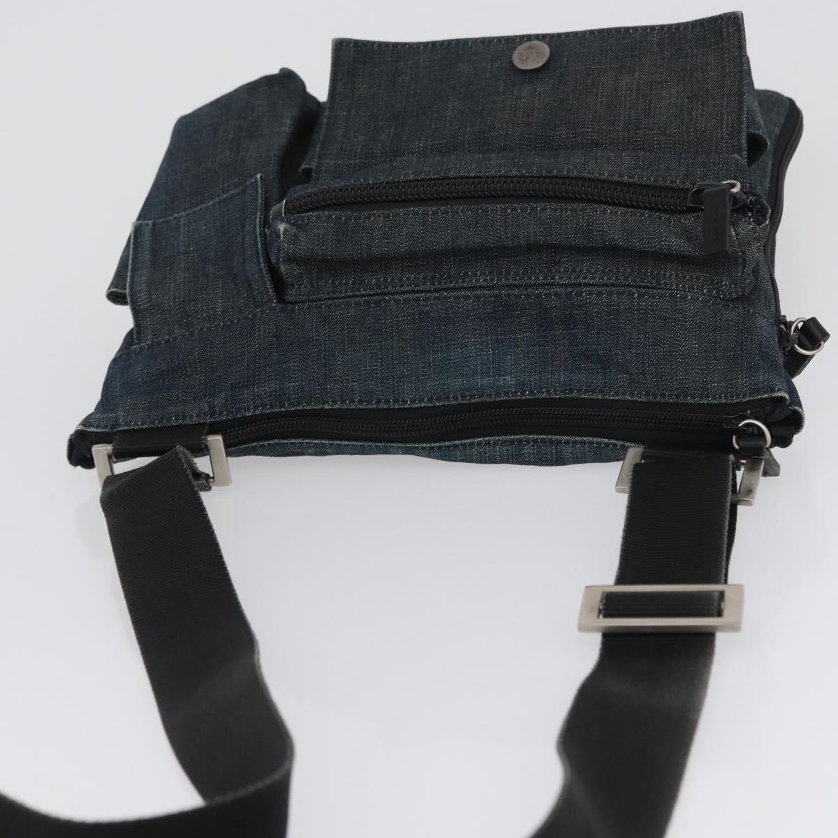 Burberrys Blue Label Shoulder Bag Denim Blue Silver Auth hk3519