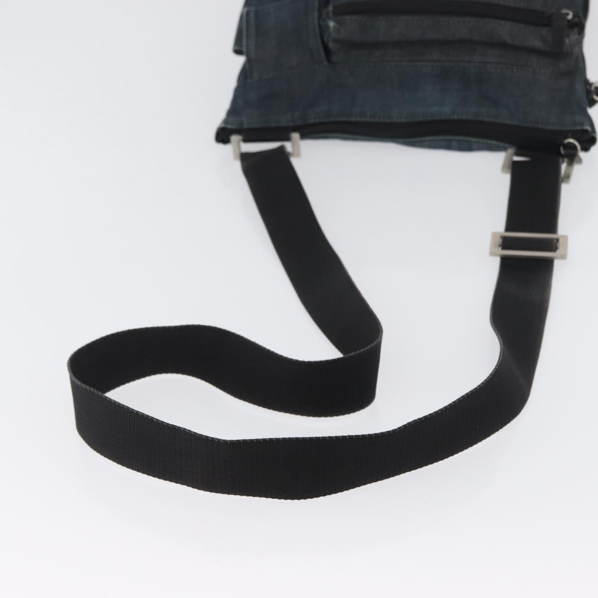 Burberrys Blue Label Shoulder Bag Denim Blue Silver Auth hk3519