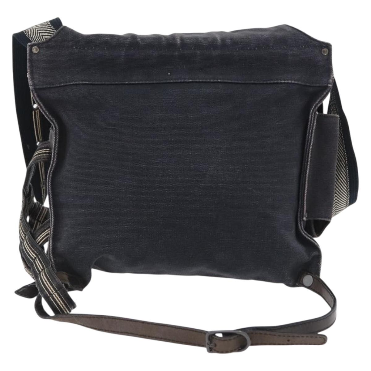 BOTTEGA VENETA Shoulder Bag Canvas Navy 121604 Auth hk3522