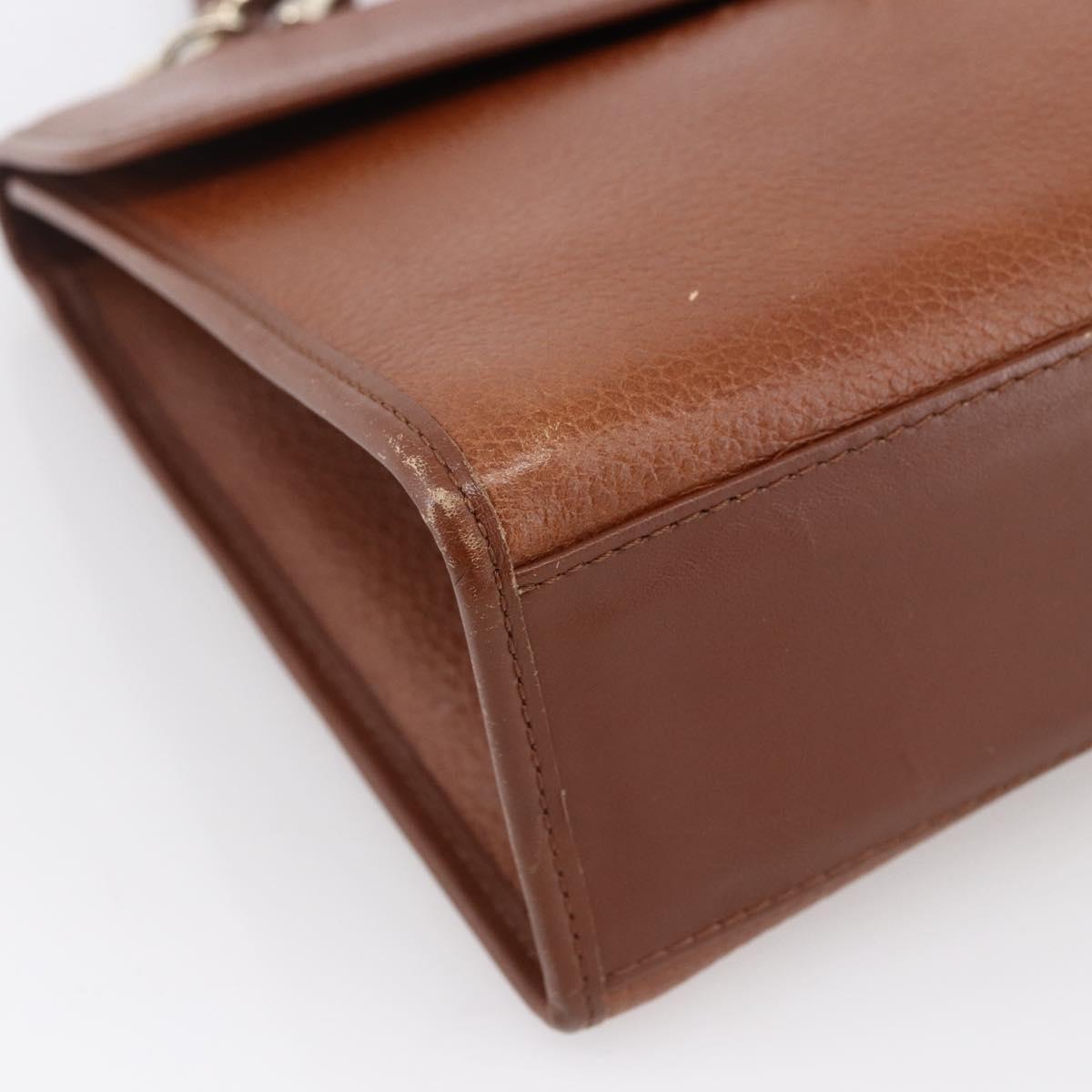 Burberrys Hand Bag Leather 2way Brown Gold Auth hk3526