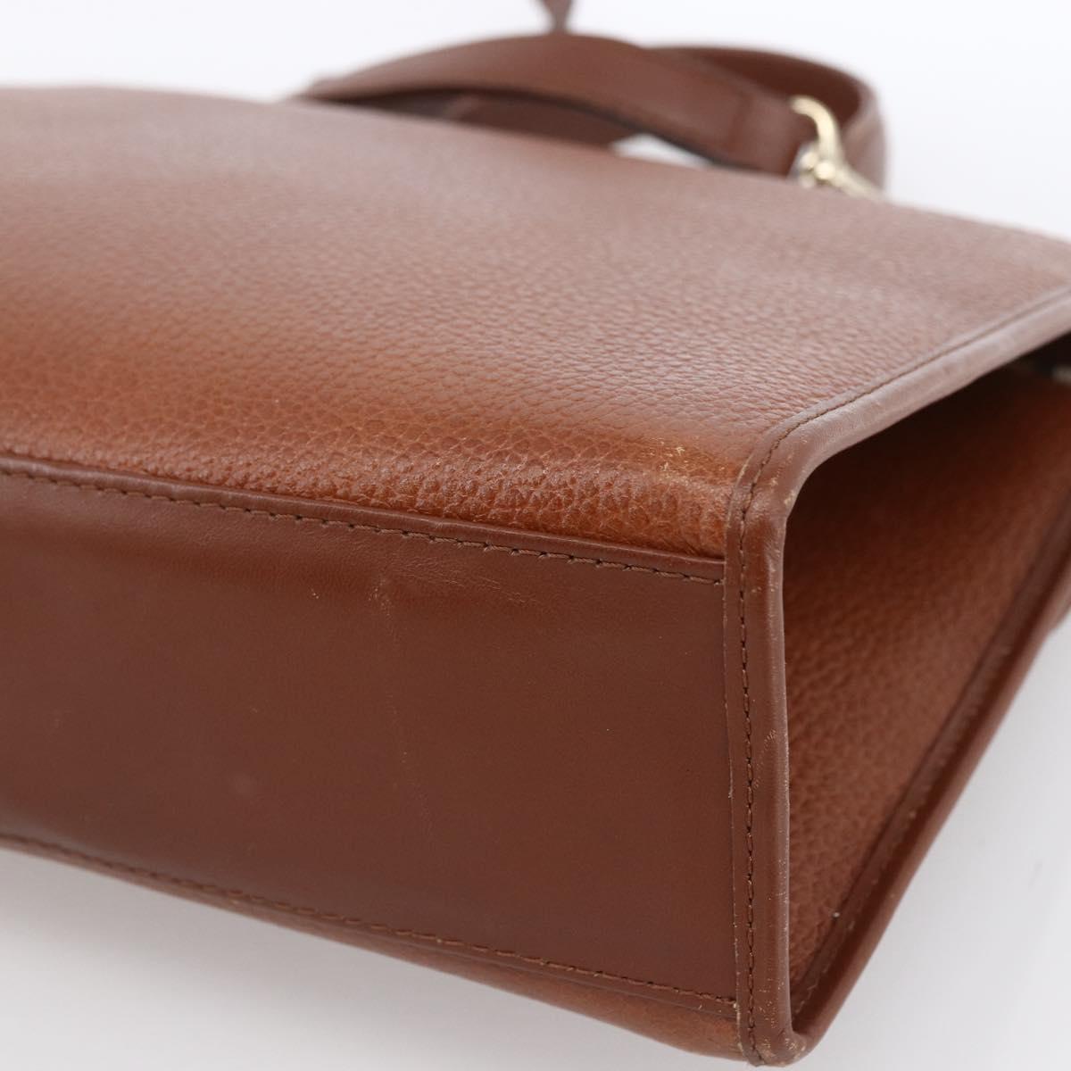 Burberrys Hand Bag Leather 2way Brown Gold Auth hk3526