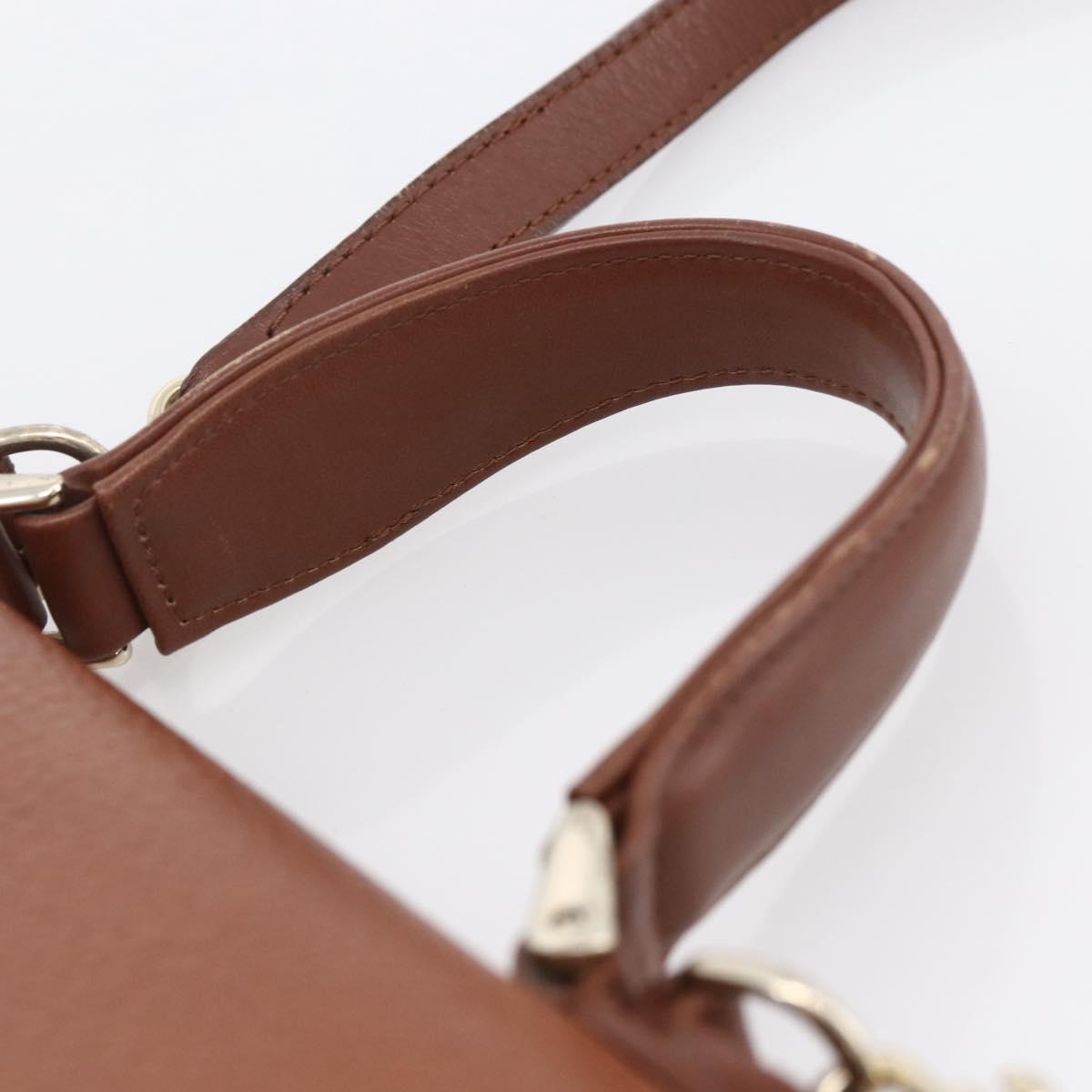 Burberrys Hand Bag Leather 2way Brown Gold Auth hk3526