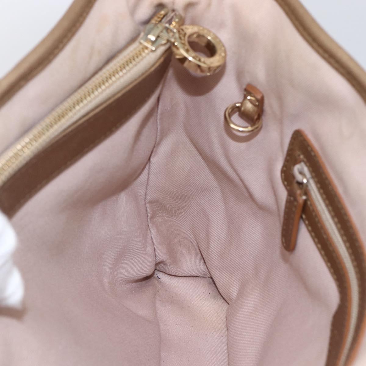 BVLGARI Tote Bag Leather Gold Tone Auth hk3527