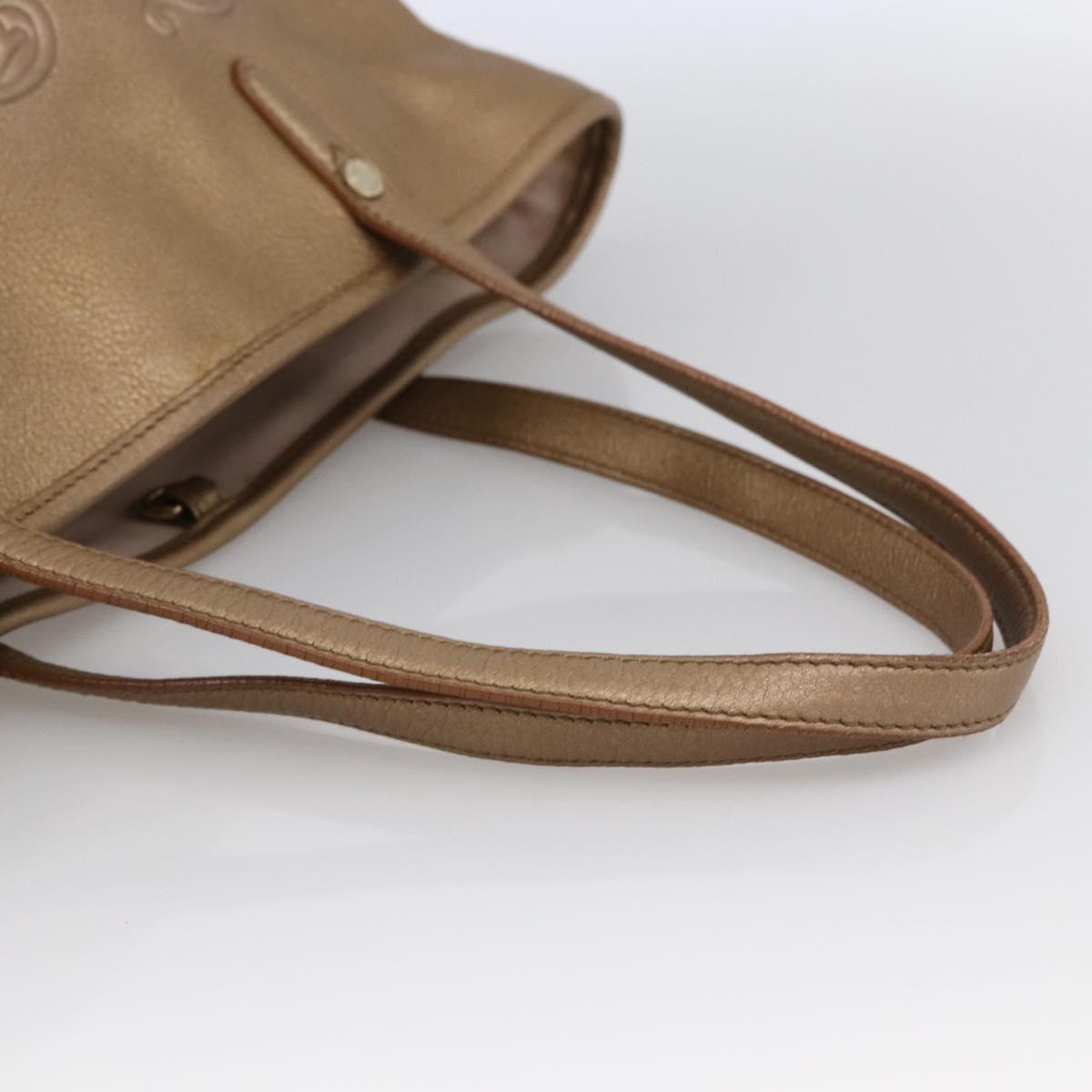 BVLGARI Tote Bag Leather Gold Tone Auth hk3527