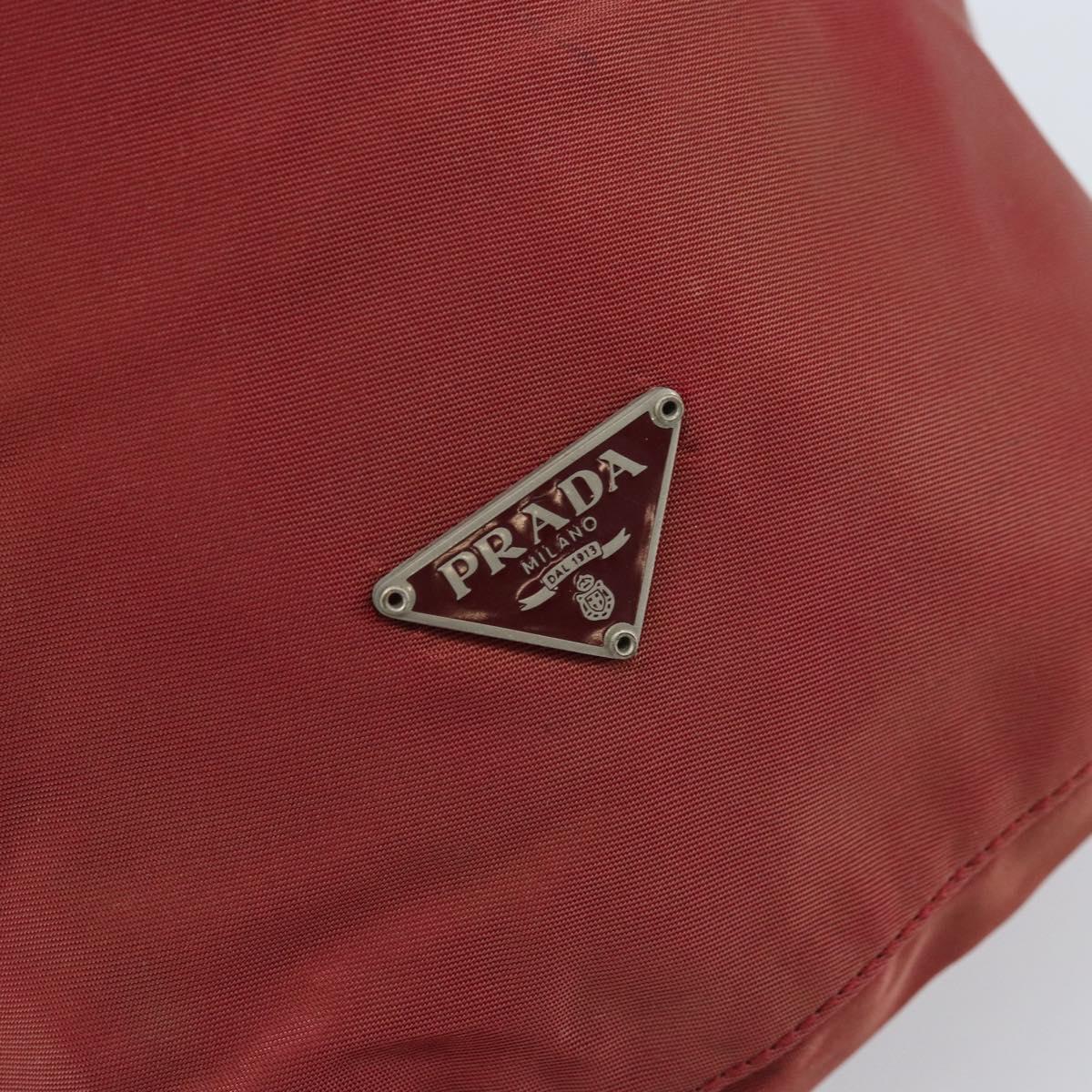 PRADA Drawstring Pouch Nylon Red Auth hk3533