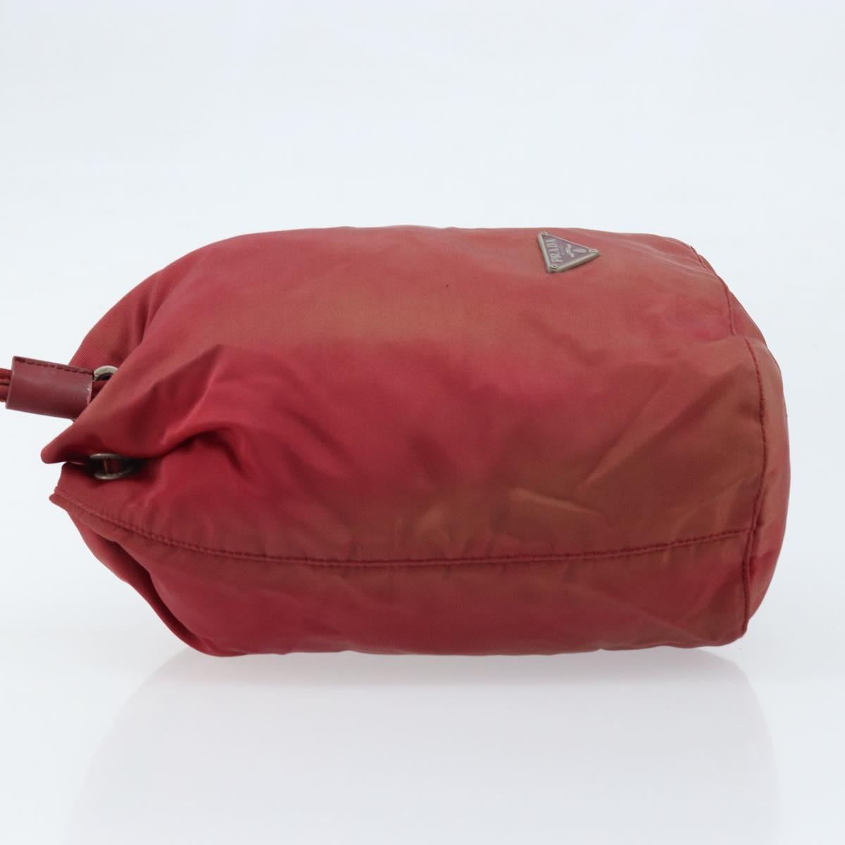 PRADA Drawstring Pouch Nylon Red Auth hk3533