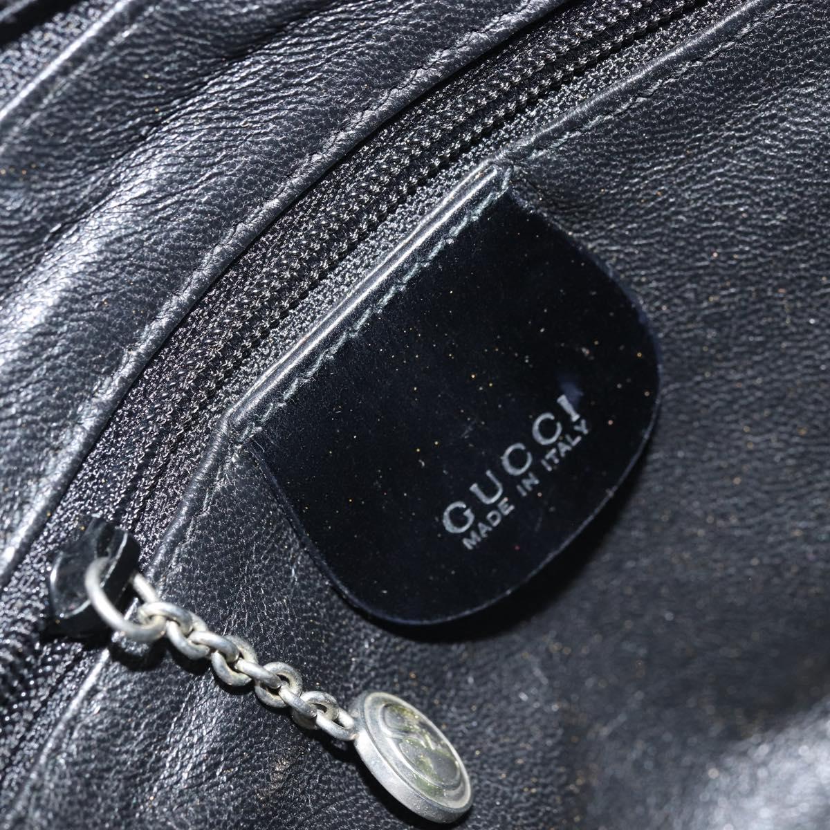 GUCCI Bamboo Hand Bag Patent 2way Black Silver 007 1014 0231 0 Auth hk3535