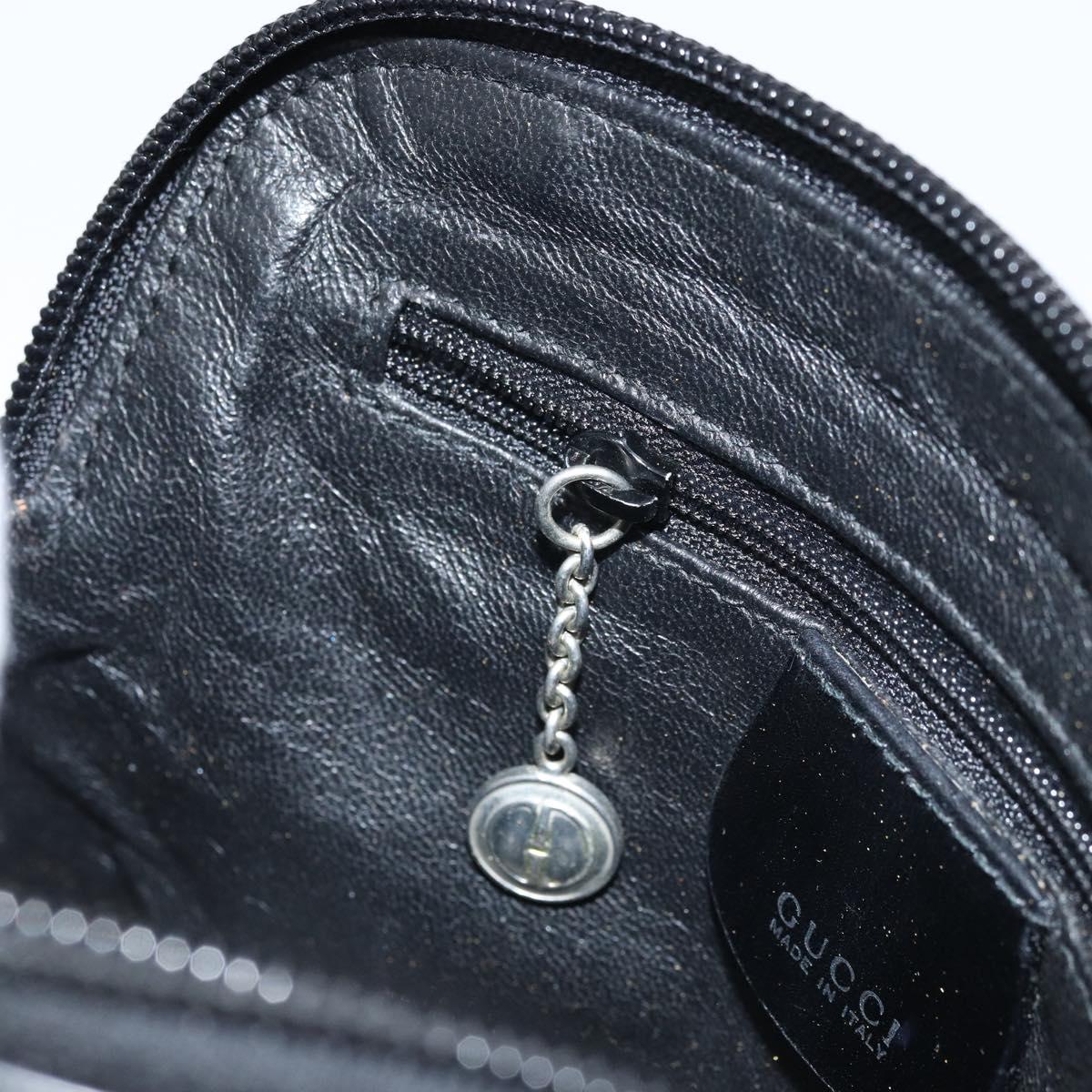 GUCCI Bamboo Hand Bag Patent 2way Black Silver 007 1014 0231 0 Auth hk3535