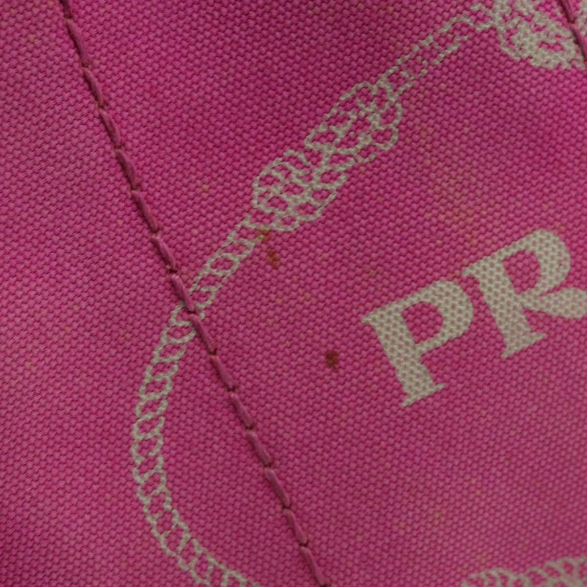 PRADA Canapa PM Hand Bag Canvas Pink Gold Auth hk3537