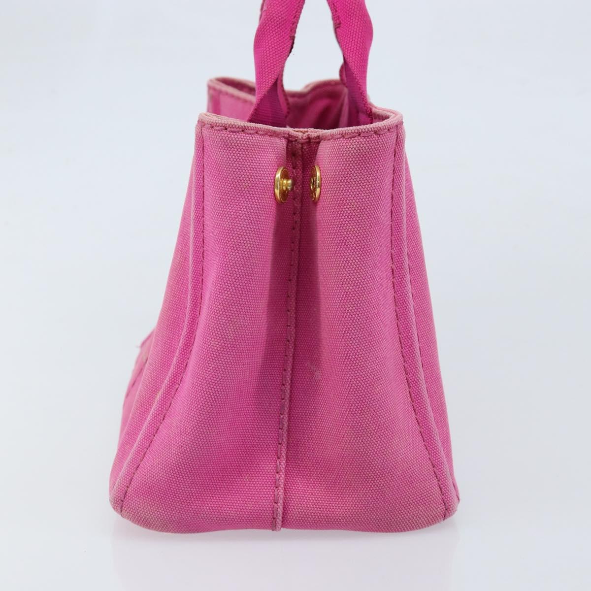 PRADA Canapa PM Hand Bag Canvas Pink Gold Auth hk3537