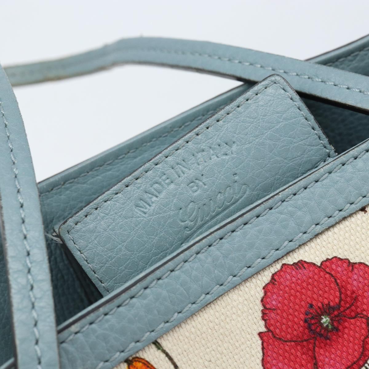 GUCCI Bamboo Flora Tote Bag Canvas Multicolor Gold 358470 Auth hk3538