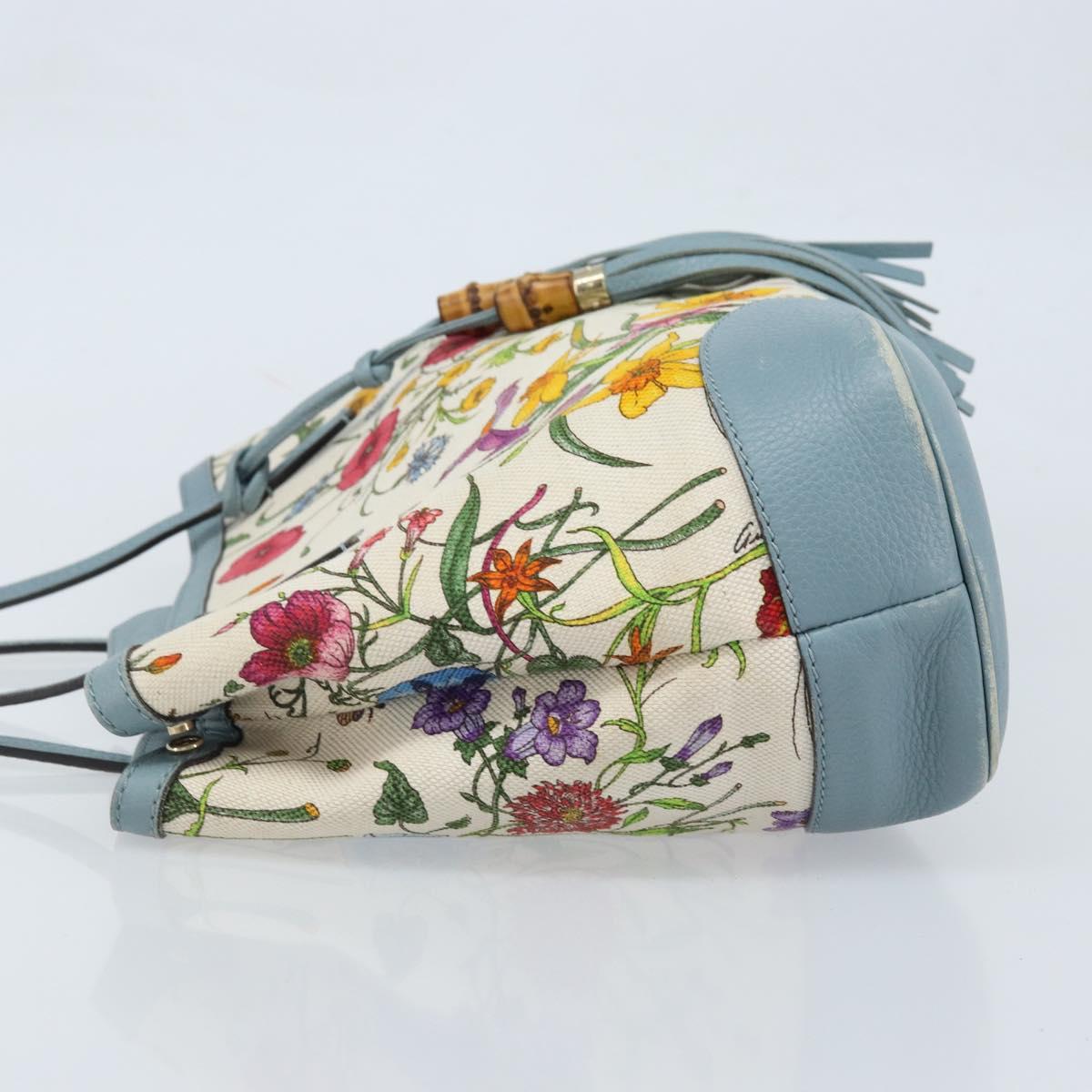 GUCCI Bamboo Flora Tote Bag Canvas Multicolor Gold 358470 Auth hk3538