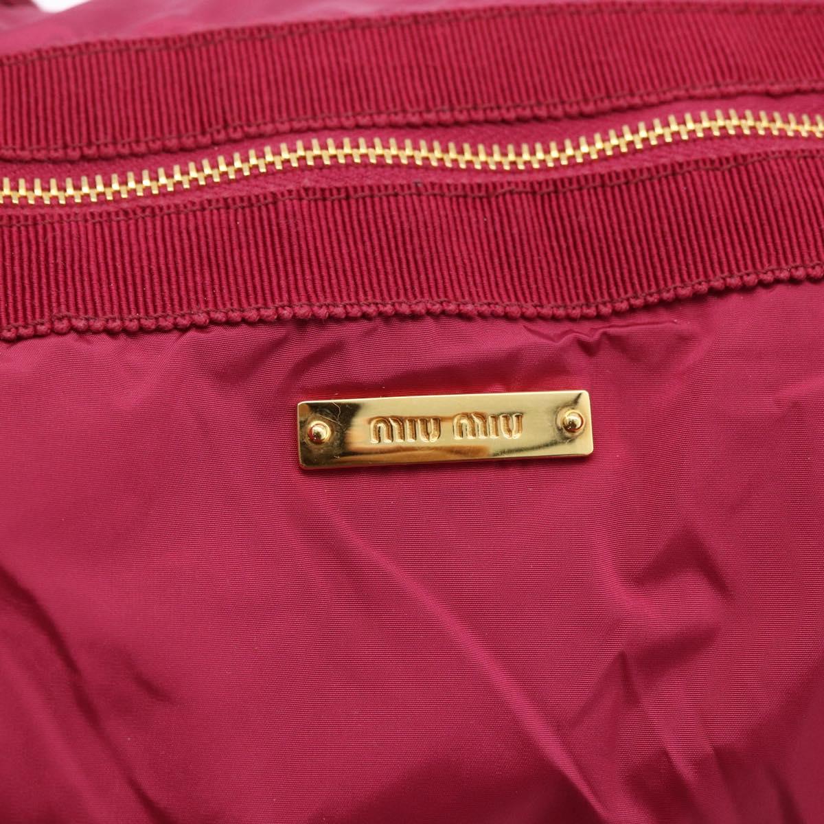 Miu Miu Tote Bag Nylon Pink Gold Auth hk3540