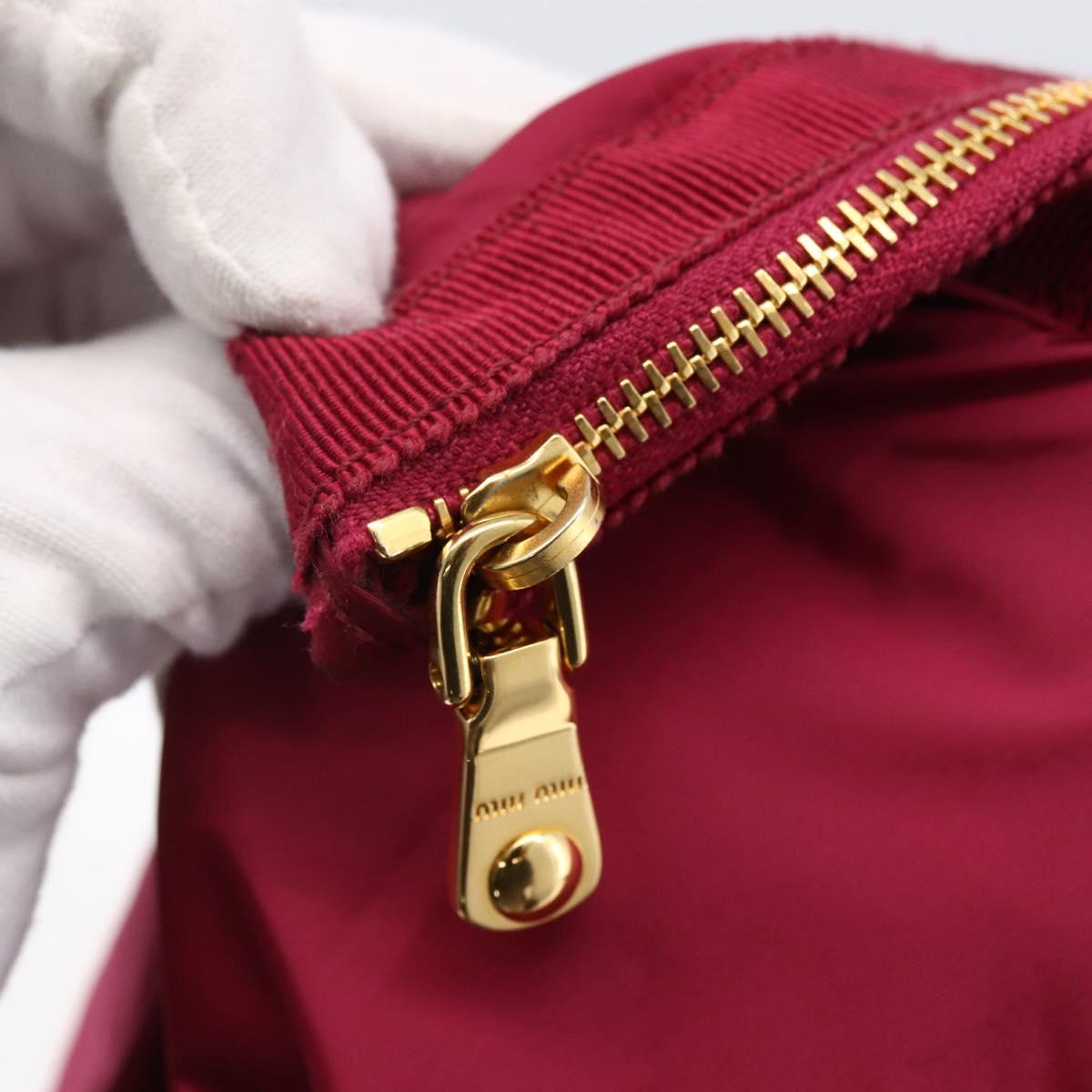 Miu Miu Tote Bag Nylon Pink Gold Auth hk3540