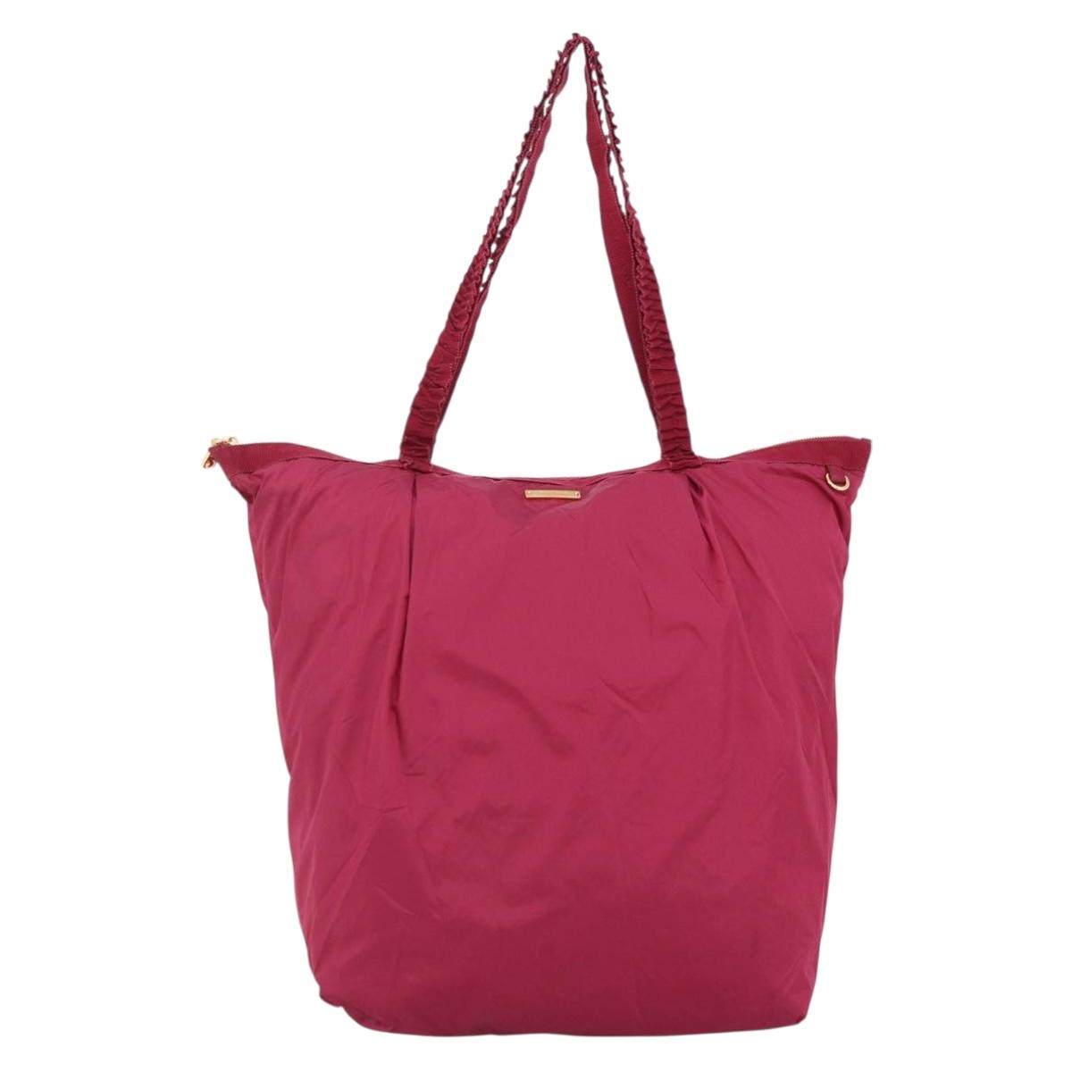 Miu Miu Tote Bag Nylon Pink Gold Auth hk3540