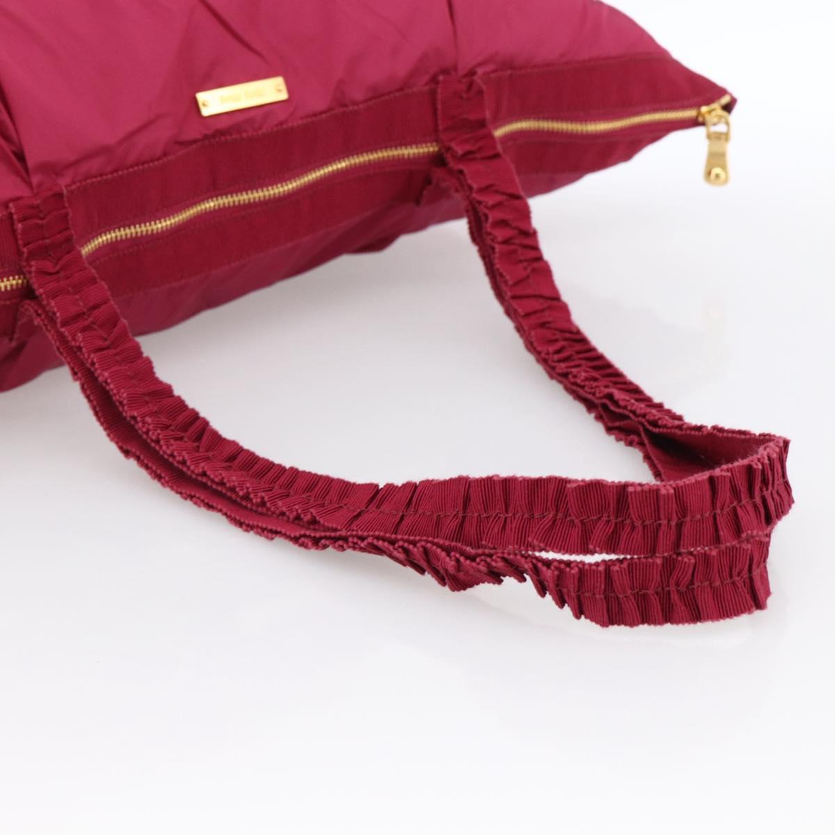 Miu Miu Tote Bag Nylon Pink Gold Auth hk3540