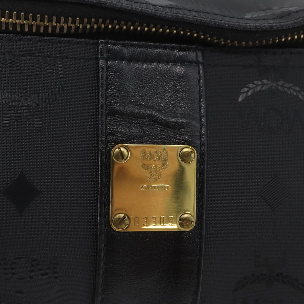 MCM Logogram Vicetos Waist bag PVC Black Gold Auth hk3543