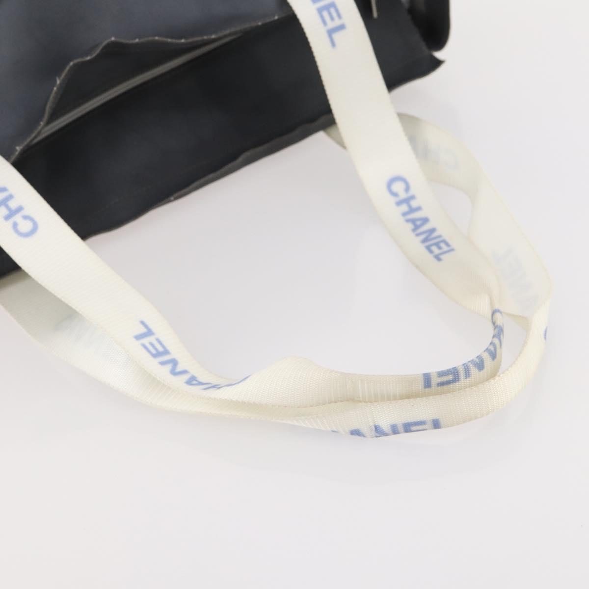 CHANEL Tote Bag Nylon Gray Silver CC Auth hk3544