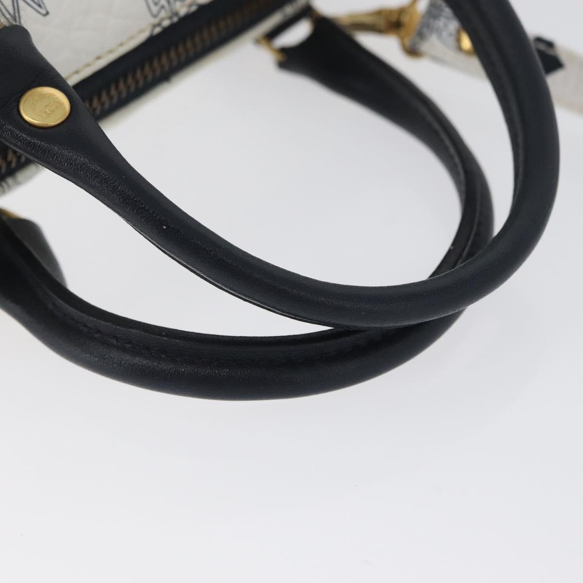 MCM Vicetos Logogram Hand Bag PVC Leather 2way White Gold Auth hk3553