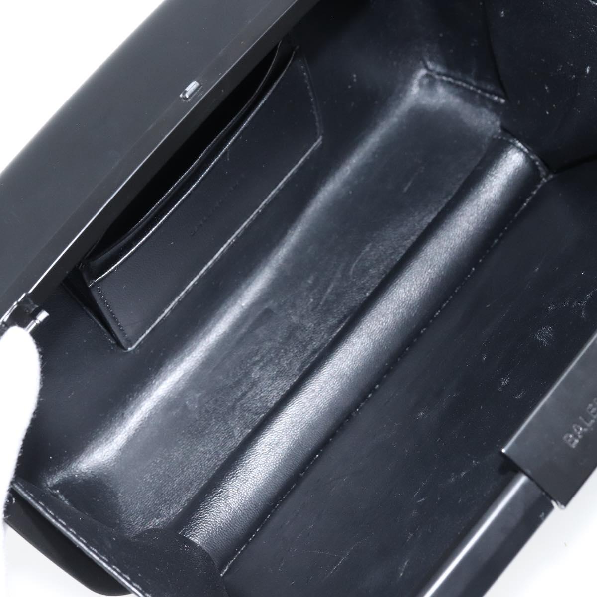 BALENCIAGA Lunch box Clutch Bag plastic Black 638209 Auth hk3554