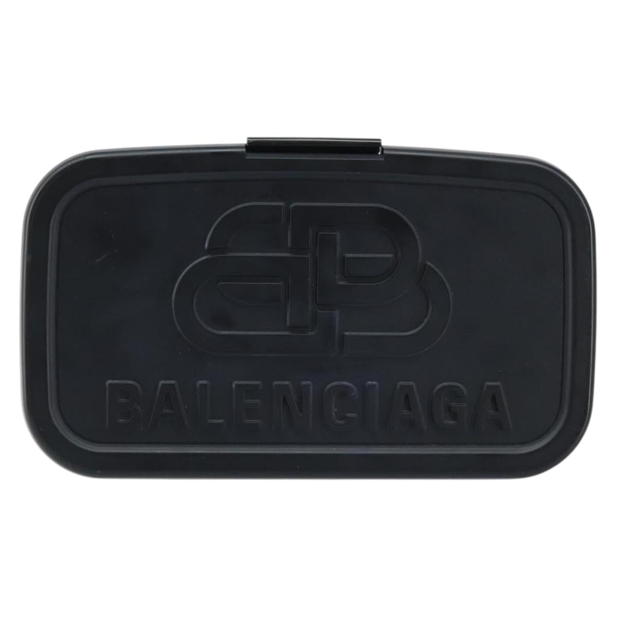 BALENCIAGA Lunch box Clutch Bag plastic Black 638209 Auth hk3554