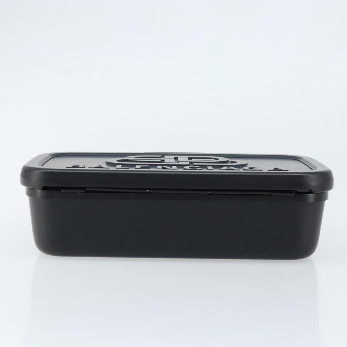 BALENCIAGA Lunch box Clutch Bag plastic Black 638209 Auth hk3554