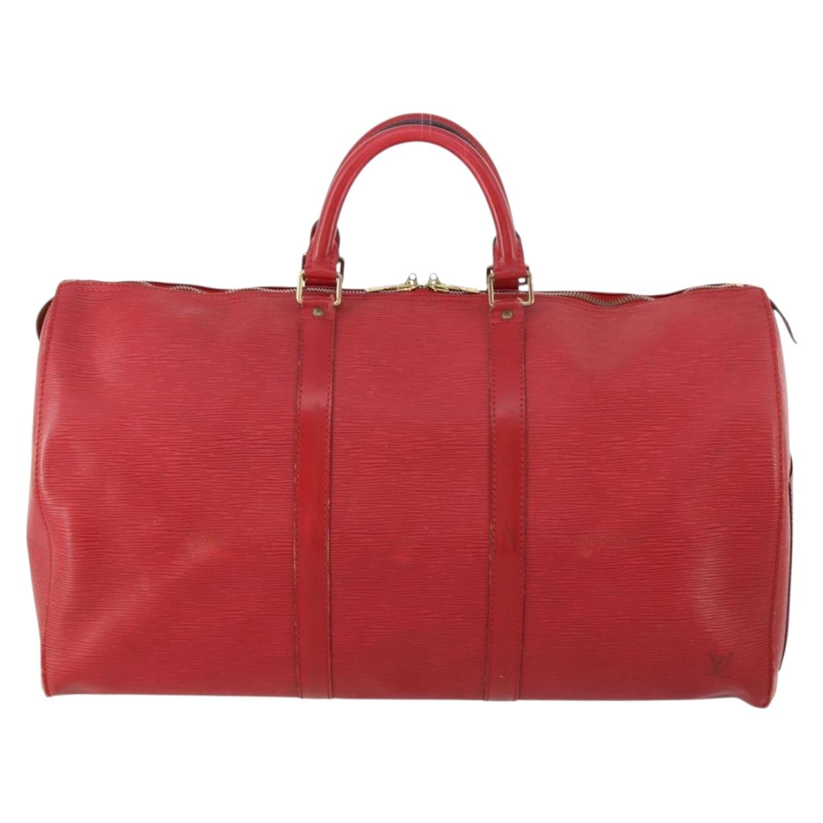 LOUIS VUITTON Epi Keepall 50 Boston Bag Red M42967 LV Auth hk3568