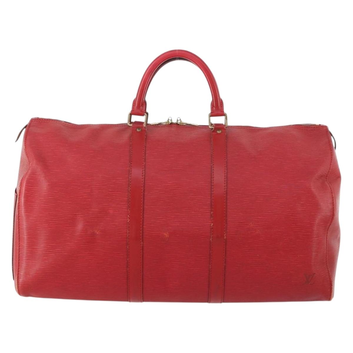 LOUIS VUITTON Epi Keepall 50 Boston Bag Red M42967 LV Auth hk3568