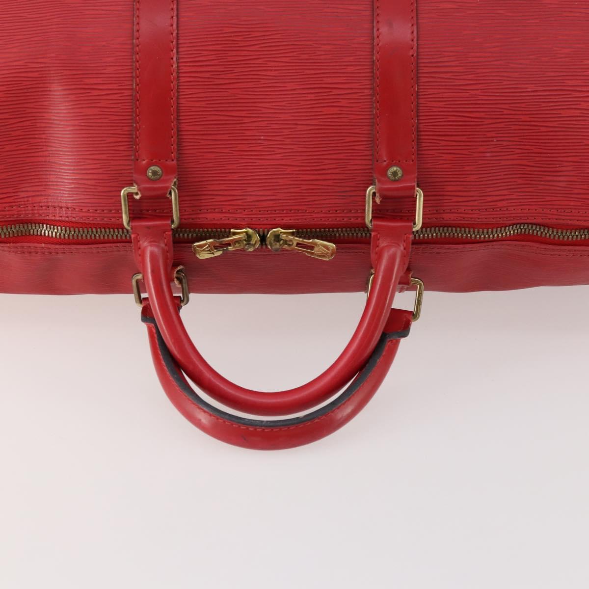 LOUIS VUITTON Epi Keepall 50 Boston Bag Red M42967 LV Auth hk3568