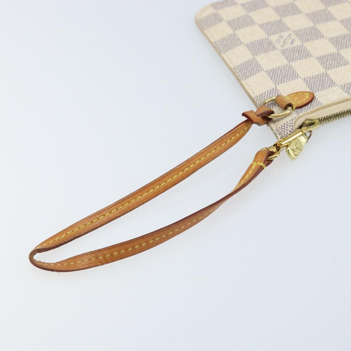LOUIS VUITTON Damier Azur Neverfull MM Pouch LV Auth hk3571