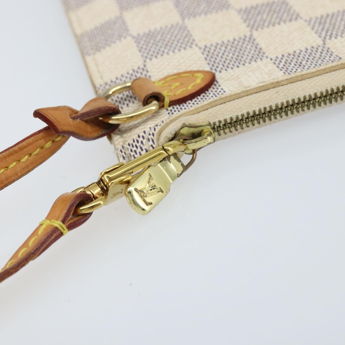 LOUIS VUITTON Damier Azur Neverfull MM Pouch LV Auth hk3571