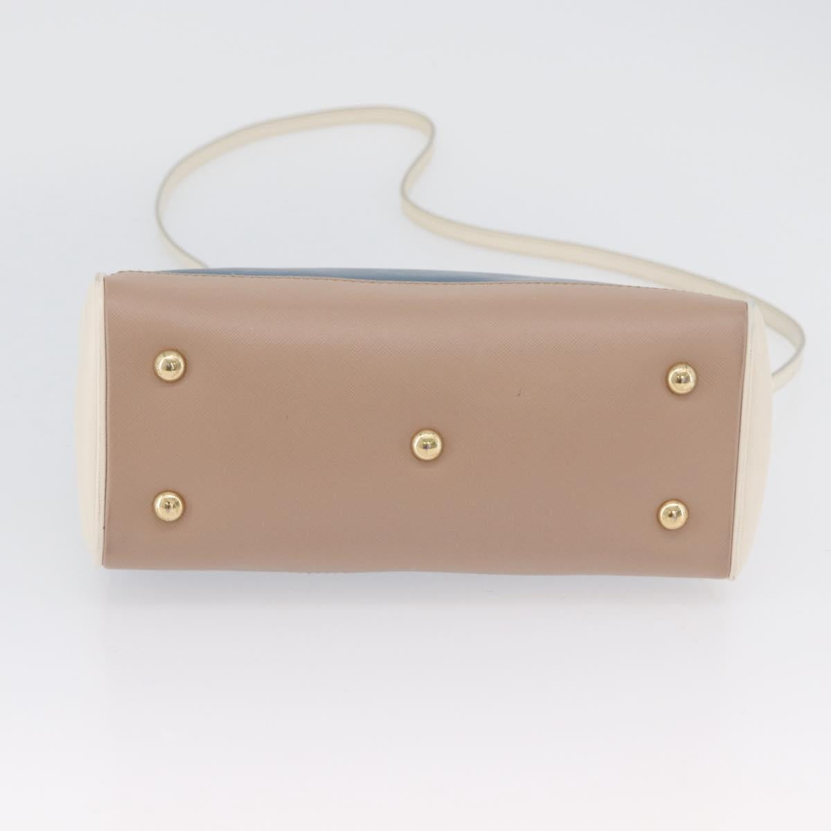 Salvatore Ferragamo Gancini Hand Bag Leather 2way Blue Gold Auth hk3580A