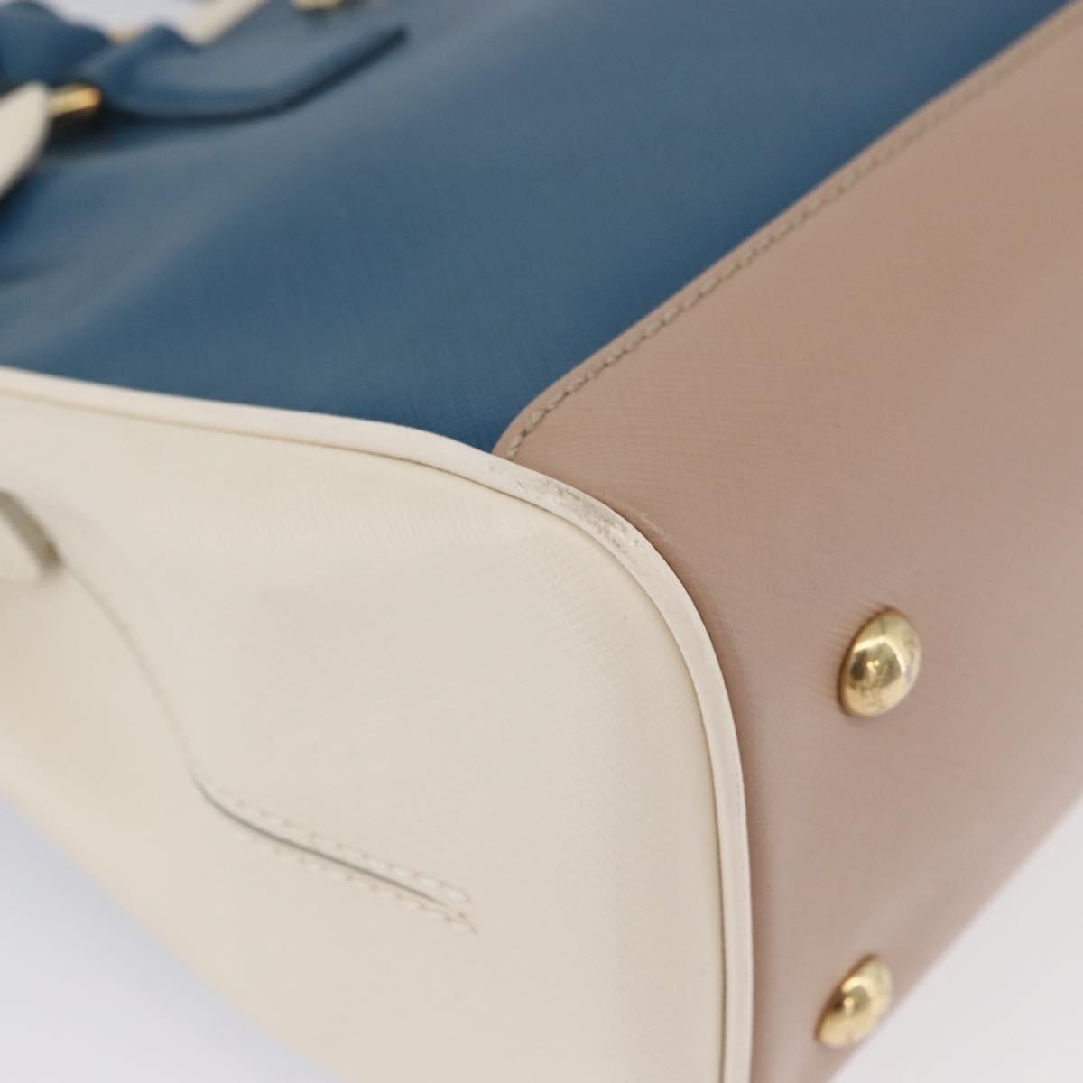 Salvatore Ferragamo Gancini Hand Bag Leather 2way Blue Gold Auth hk3580A