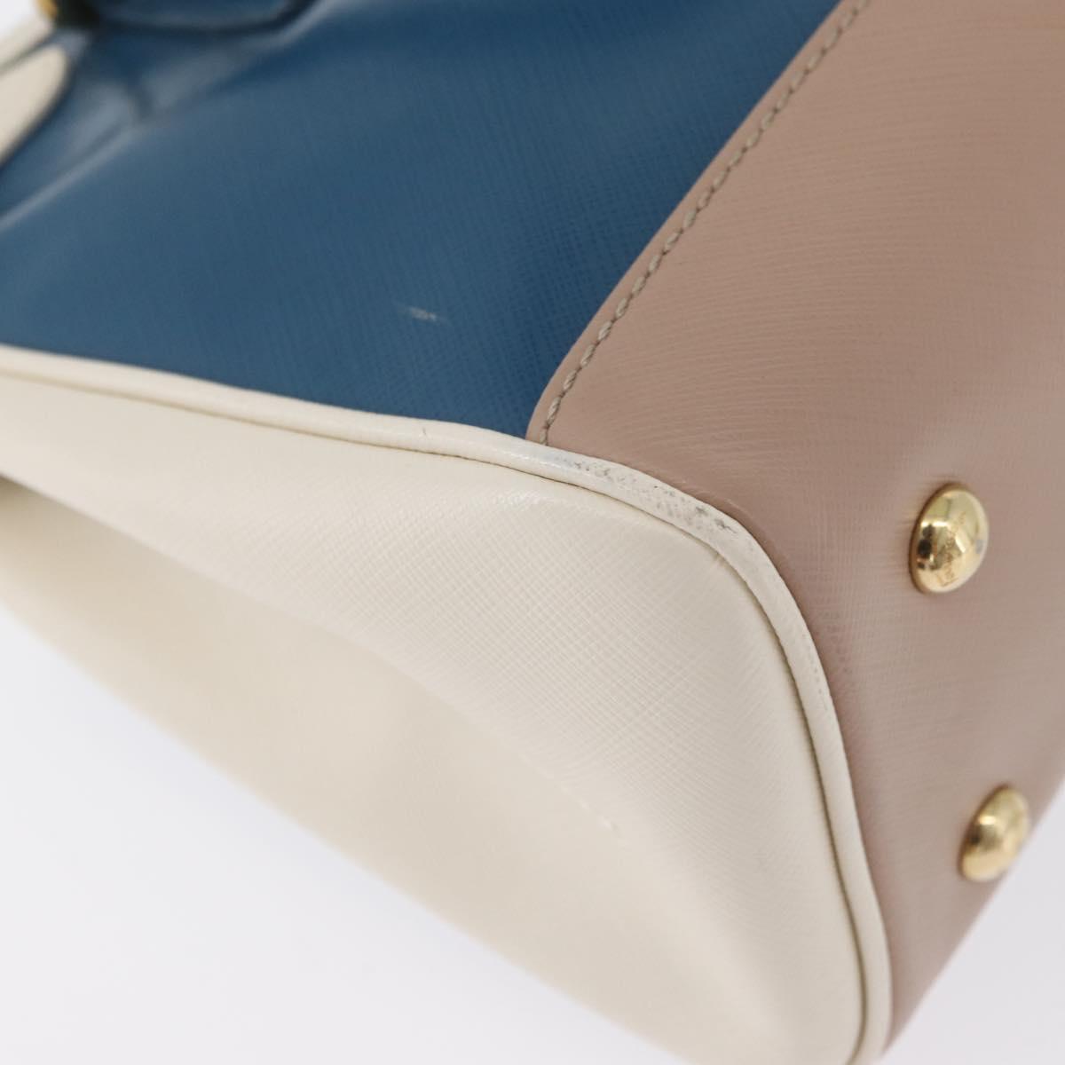 Salvatore Ferragamo Gancini Hand Bag Leather 2way Blue Gold Auth hk3580A