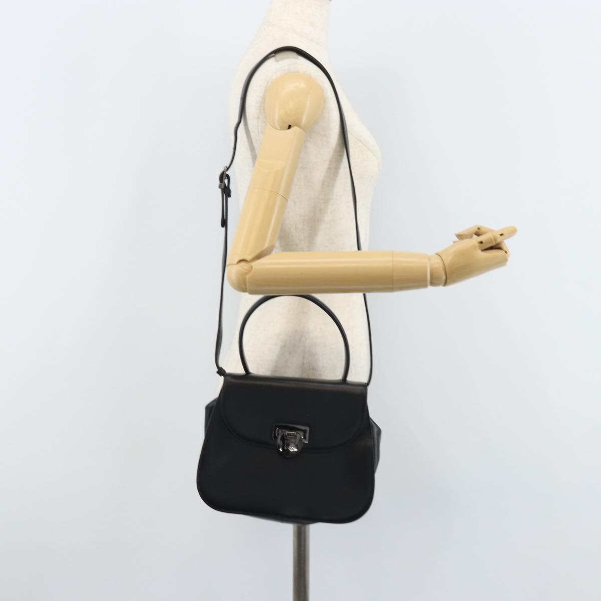 GIVENCHY Hand Bag Leather 2way Black Auth hk3584