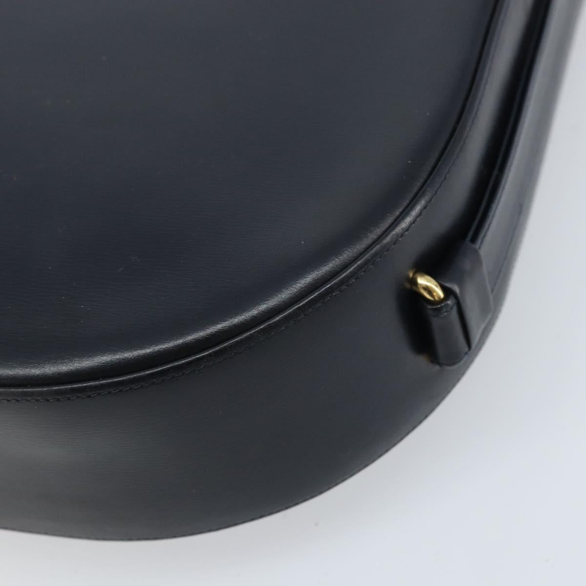 CARTIER Shoulder Bag Leather Navy Gold Auth hk3587