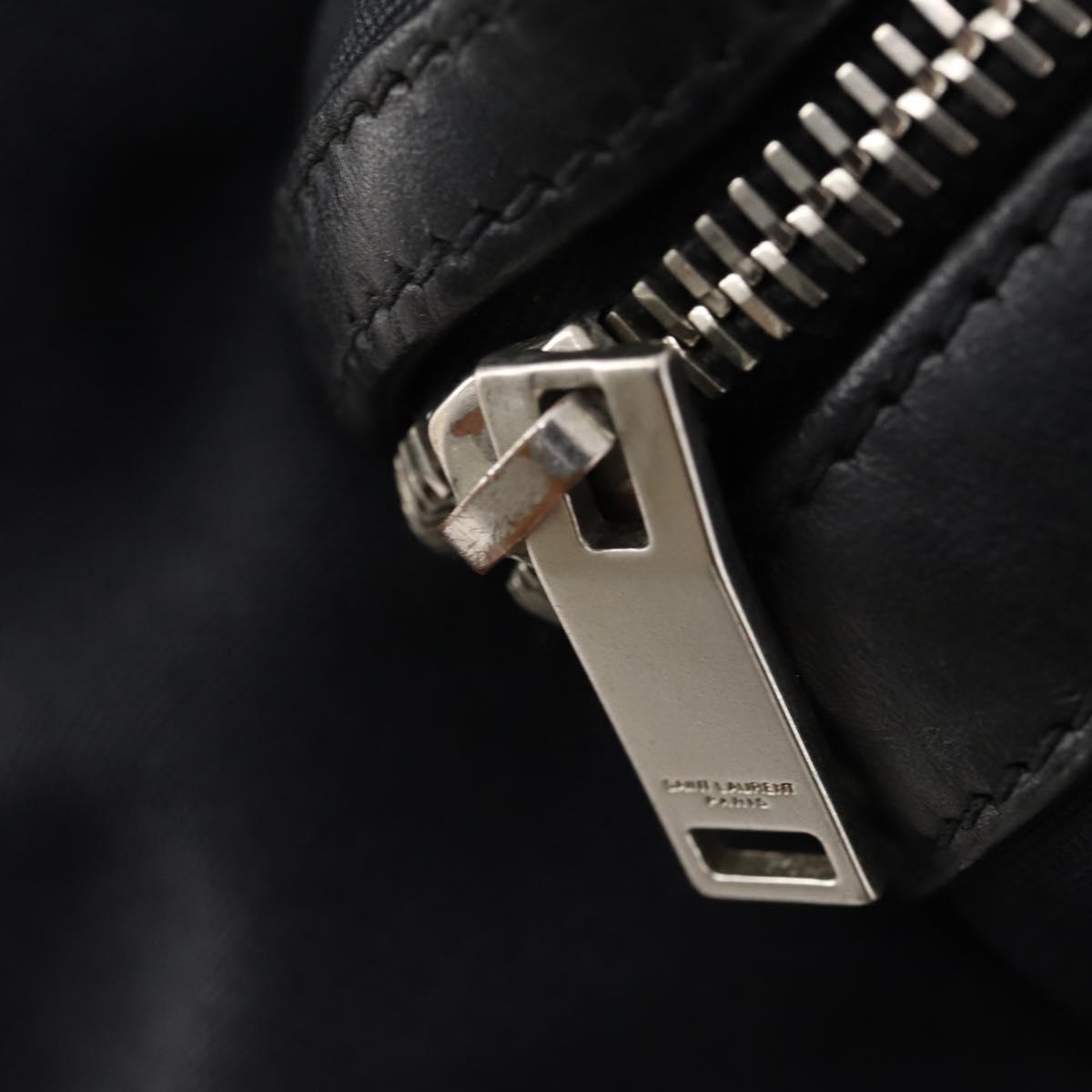SAINT LAURENT Backpack Canvas Black Silver Auth hk3604