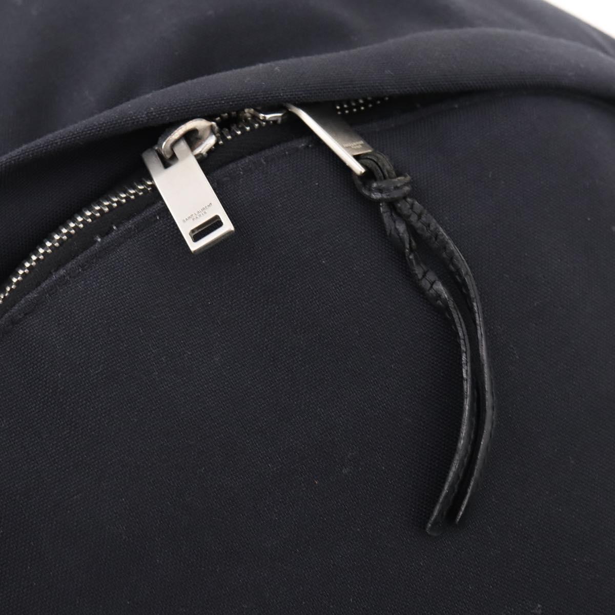 SAINT LAURENT Backpack Canvas Black Silver Auth hk3604