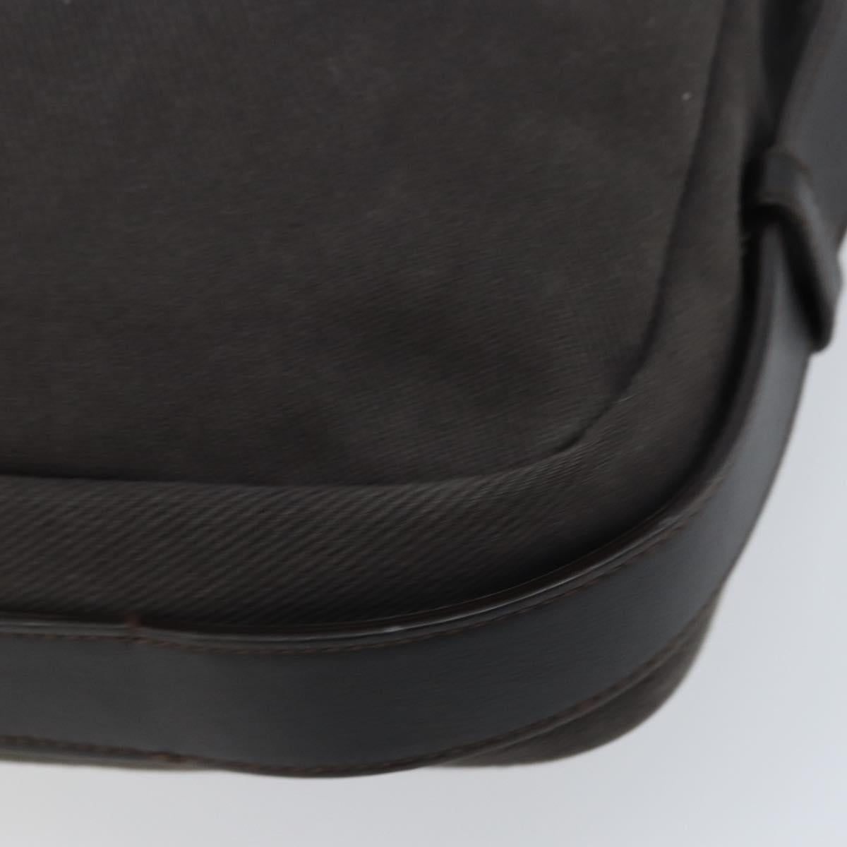 SAINT LAURENT Mombasa Shoulder Bag Canvas Leather Dark Brown Silver Auth hk3606V