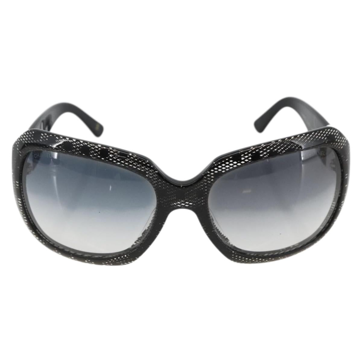 CHANEL COCO Mark Sunglasses Plastic Black 6146-A CC Auth hk3655A