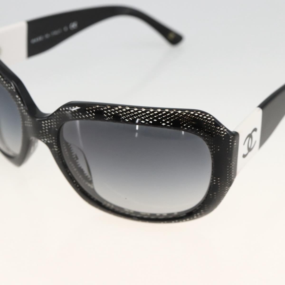 CHANEL COCO Mark Sunglasses Plastic Black 6146-A CC Auth hk3655A