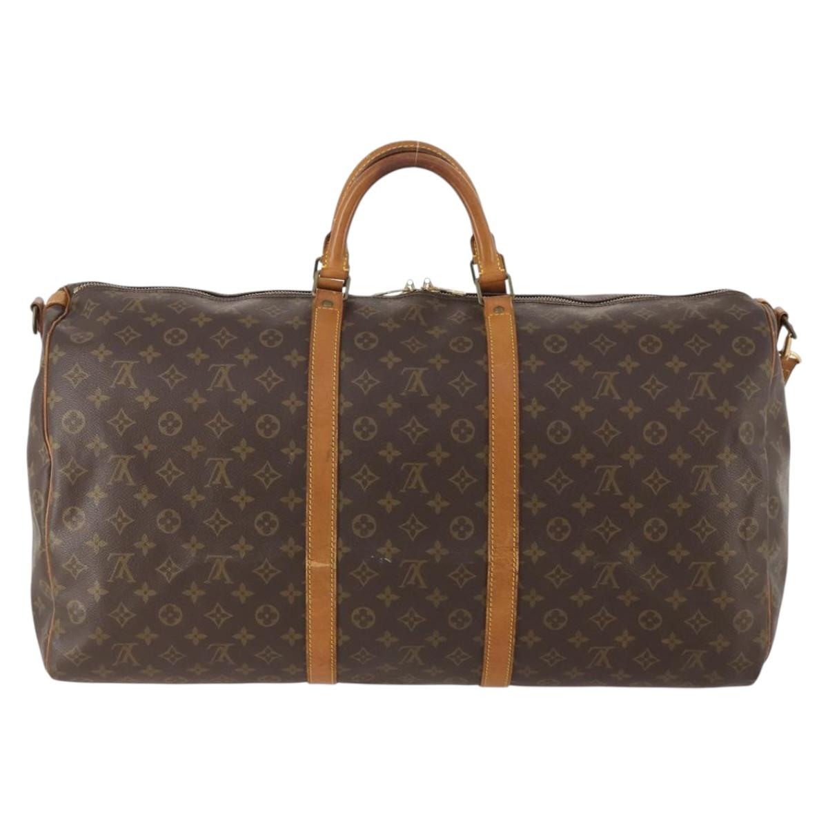 LOUIS VUITTON Monogram Keepall Bandouliere 60 Boston Bag M41412 LV Auth hk3666