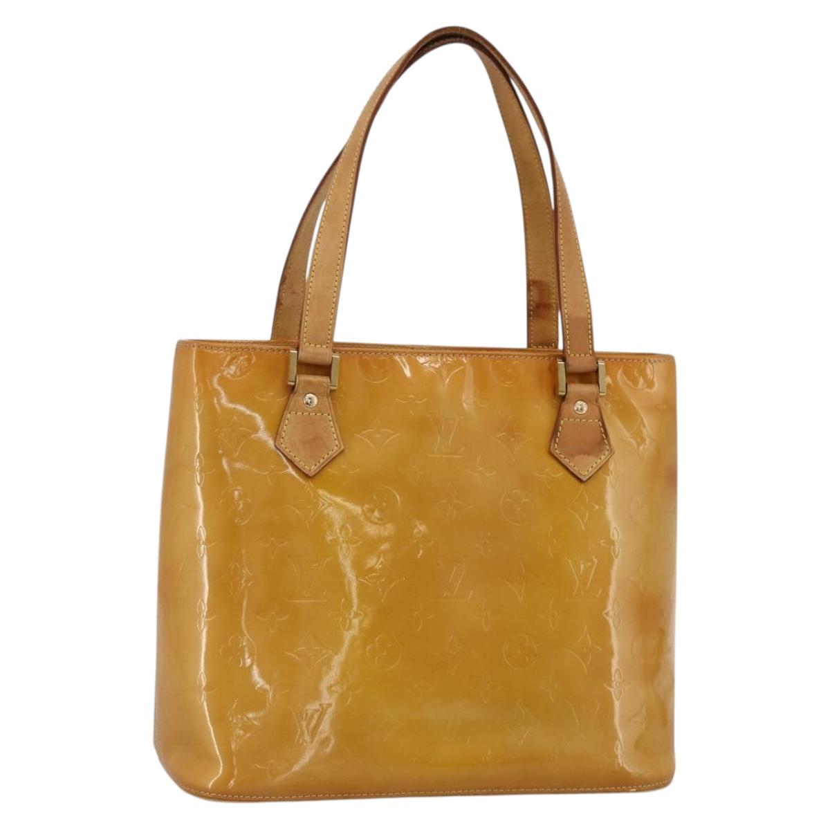 LOUIS VUITTON Monogram Vernis Houston Hand Bag Beige M91004 LV Auth hk3668