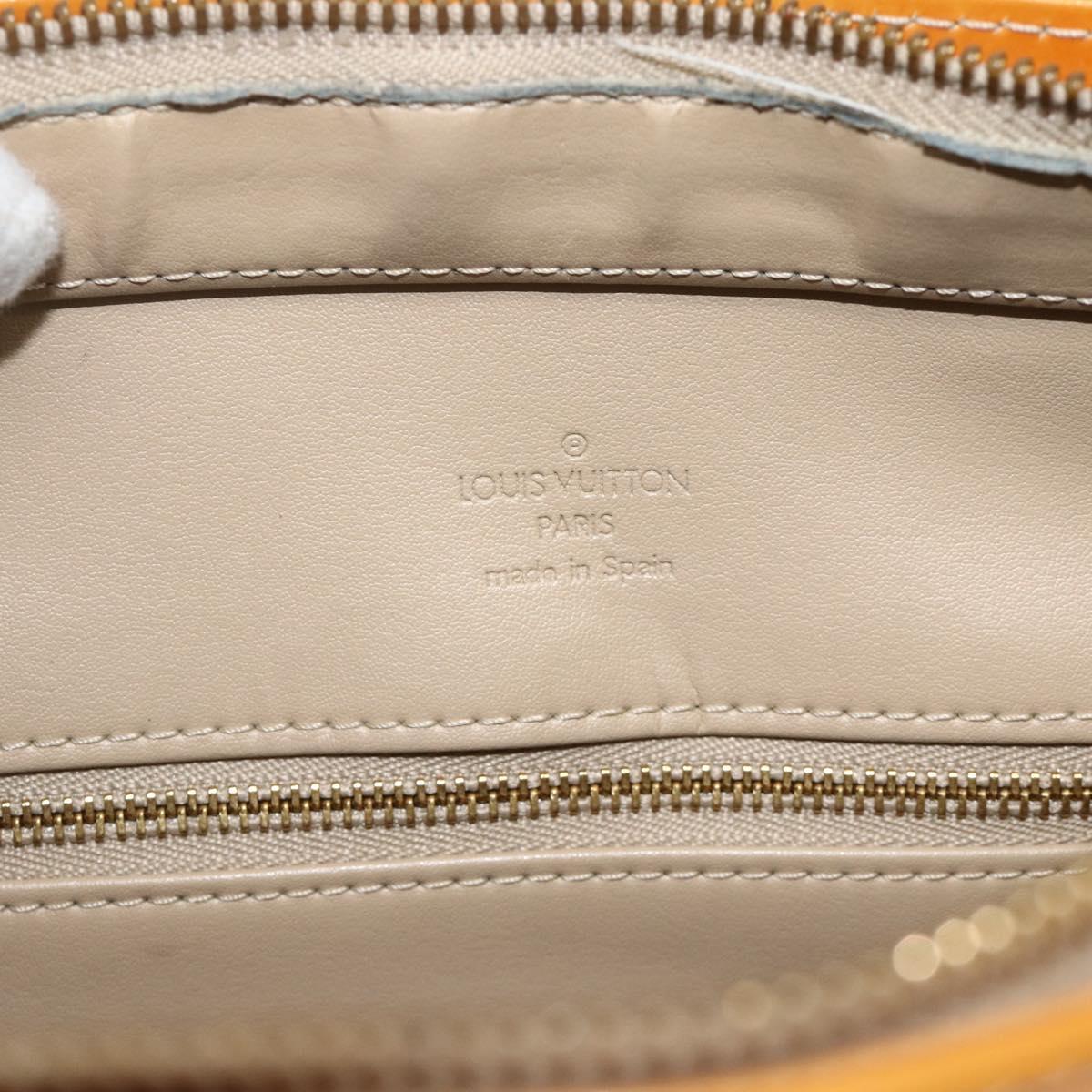 LOUIS VUITTON Monogram Vernis Houston Hand Bag Beige M91004 LV Auth hk3668