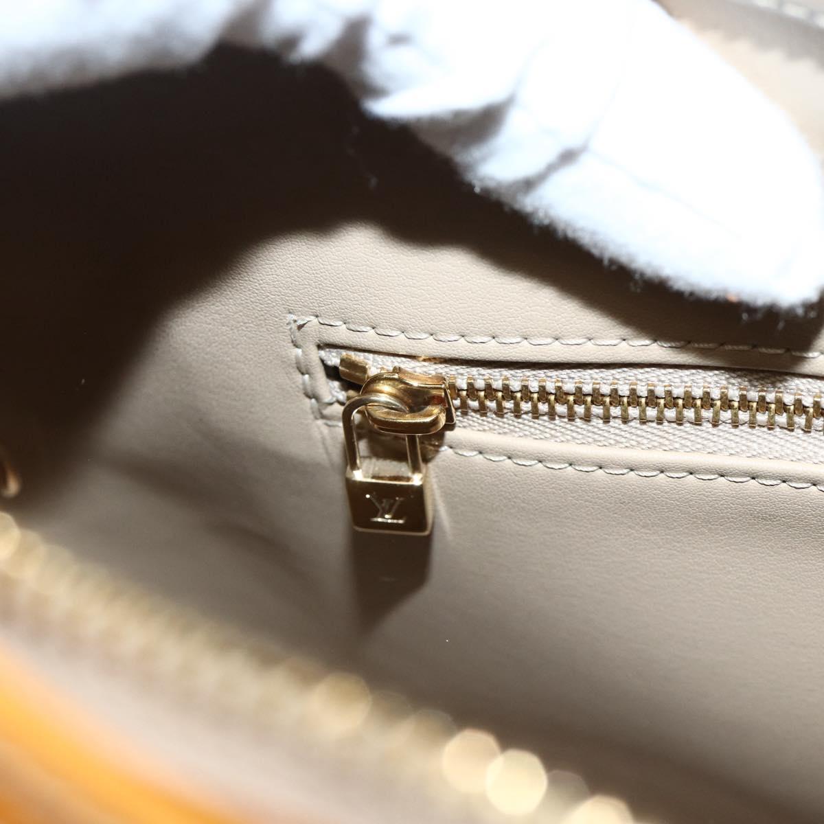 LOUIS VUITTON Monogram Vernis Houston Hand Bag Beige M91004 LV Auth hk3668
