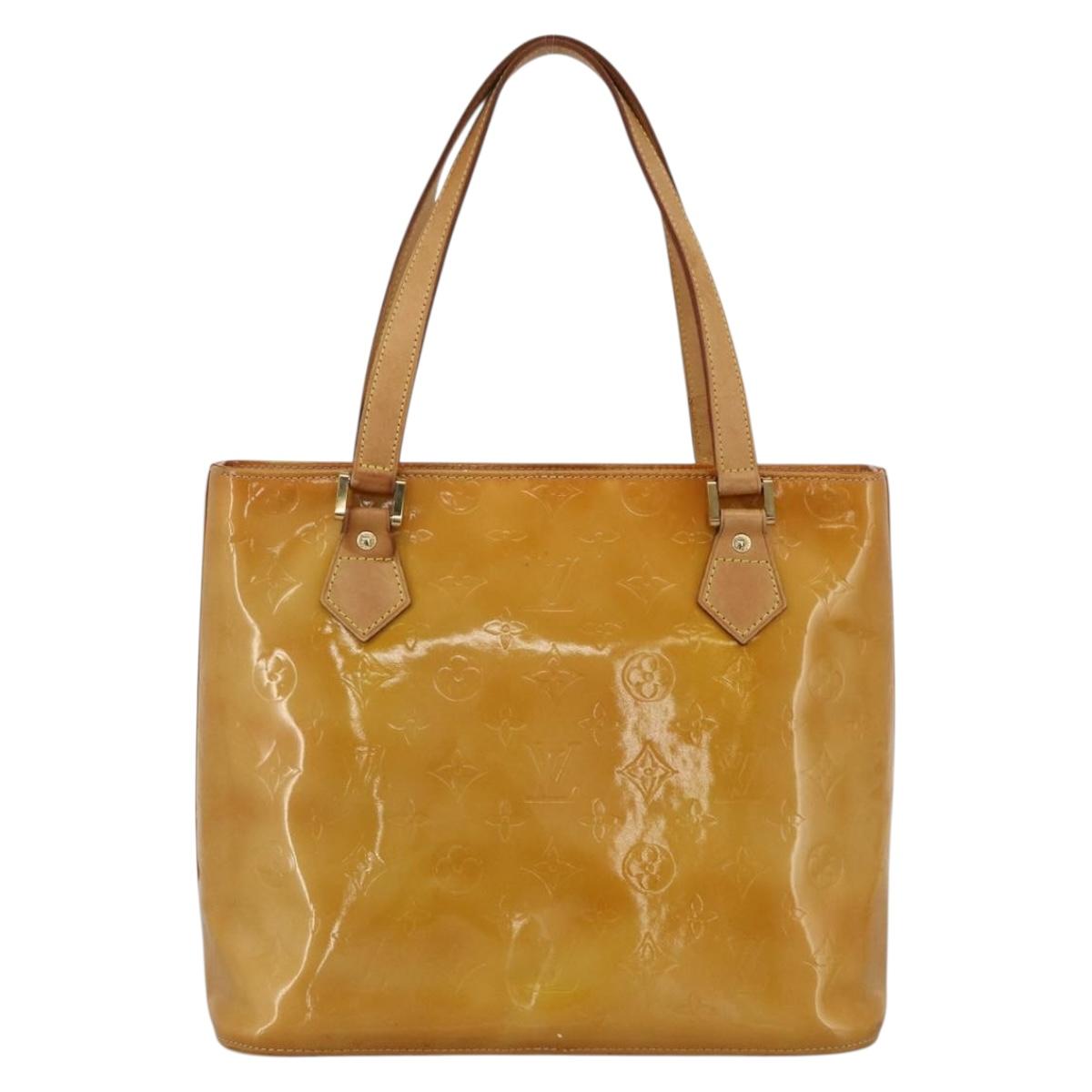 LOUIS VUITTON Monogram Vernis Houston Hand Bag Beige M91004 LV Auth hk3668